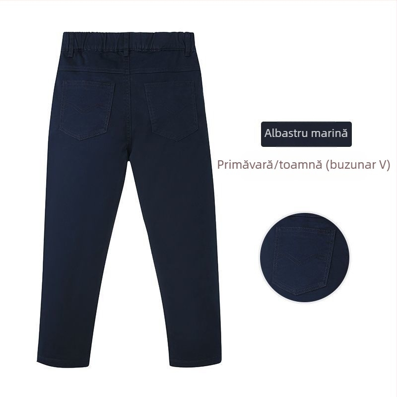 Pantaloni de școală kaki pentru copii, pantaloni casual pentru băieți și fete, pantaloni elastici de primăvară și toamnă, pantaloni cu talie elastică pentru fete