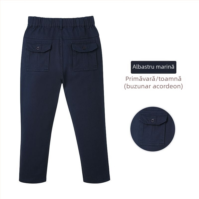 Pantaloni de școală kaki pentru copii, pantaloni casual pentru băieți și fete, pantaloni elastici de primăvară și toamnă, pantaloni cu talie elastică pentru fete