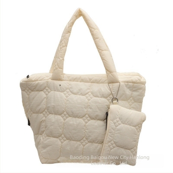 Geantă de umăr simplă, stil coreean, la modă, casual, de mare capacitate, pentru femei, cu bumbac și puf, în stil occidental, 2023