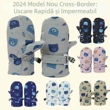 Mănuși de schi pentru copii noi transfrontaliere, mănuși calde și impermeabile pentru bebeluși, cu uscare rapidă, mănuși de iarnă pentru bebeluși în stoc en-gros