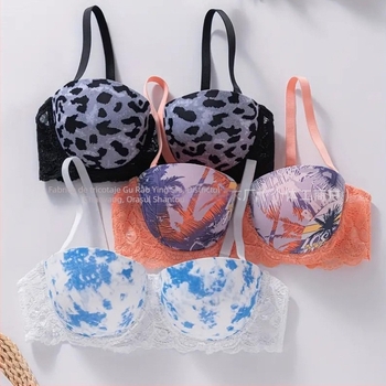 Lenjerie sexy din fabrică, explozii transfrontaliere, sutien cu imprimeu din dantelă și inel de oțel, lenjerie confortabilă, adunată, en-gros