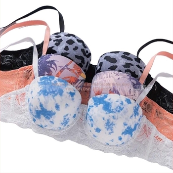 Lenjerie sexy din fabrică, explozii transfrontaliere, sutien cu imprimeu din dantelă și inel de oțel, lenjerie confortabilă, adunată, en-gros