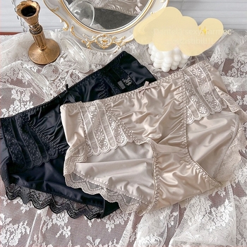 Lenjerie intimă de lux din satin de înaltă calitate pentru femei, talie medie, fără cusături, din mătase glacială, ușoară, respirabilă, sexy, mărime mare, potrivită pentru piele.