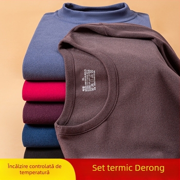 Costum termic german de catifea, lenjerie intimă termică pentru bărbați și femei, anul nașterii, haine și pantaloni roșii de toamnă de iarnă, cu șlefuire față-verso, strat de bază transfrontalier