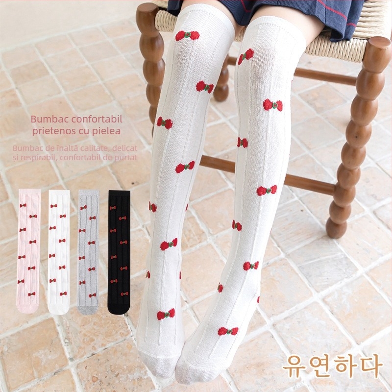Șosete pentru fete, de vară, subțiri, până la genunchi, cu plasă lungă, cu tub lung, pentru bebeluși, cu țânțari, pentru copii, de vară, cu fundă în stil floral, tub înalt