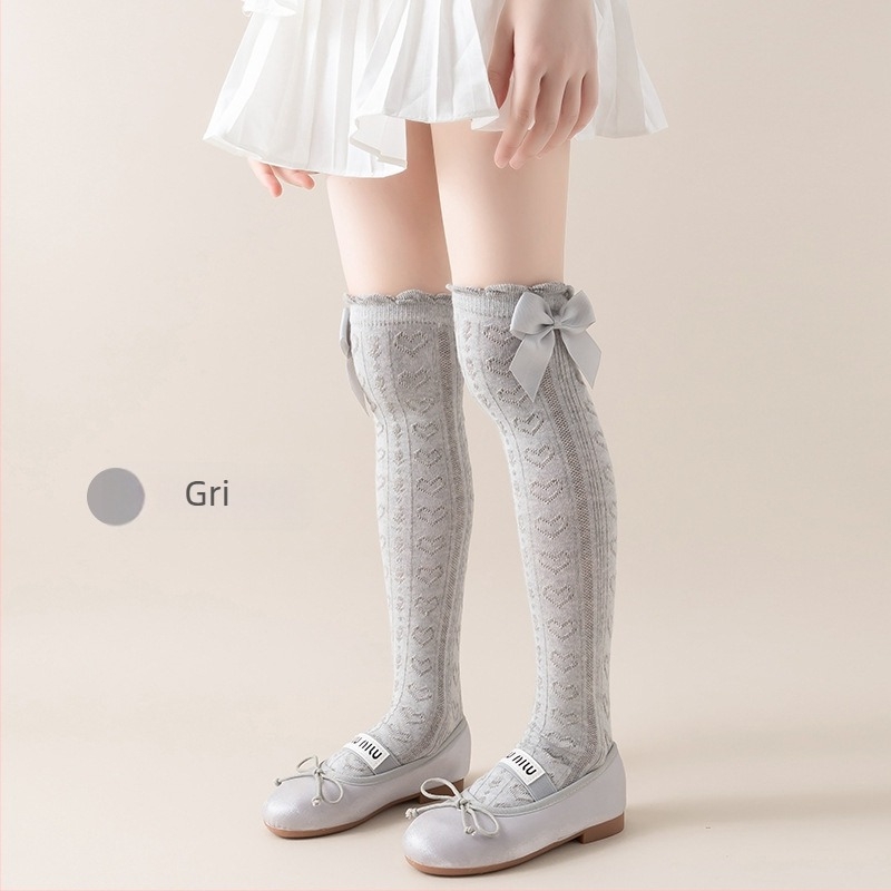 Șosete pentru fete, de vară, subțiri, până la genunchi, cu plasă lungă, cu tub lung, pentru bebeluși, cu țânțari, pentru copii, de vară, cu fundă în stil floral, tub înalt