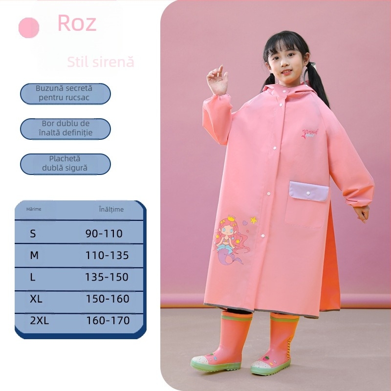 Pelerină de ploaie pentru copii, băieți, copii, impermeabilă pentru tot corpul, fete, 2024, grădiniță, școală primară, poncho special pentru școală