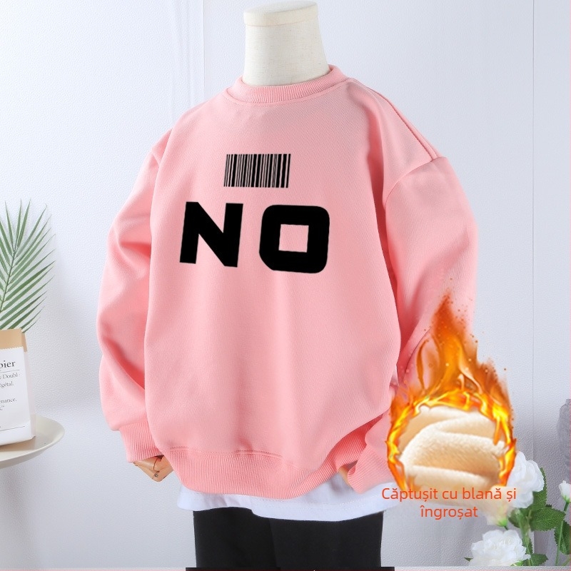 Hanorac din bumbac pur, gros, din catifea îngroșată, pentru băieți și fete, universal 2024, toamnă și iarnă, stil leneș nou