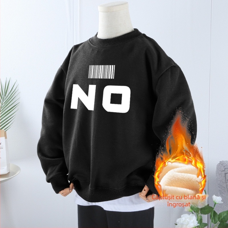 Hanorac din bumbac pur, gros, din catifea îngroșată, pentru băieți și fete, universal 2024, toamnă și iarnă, stil leneș nou