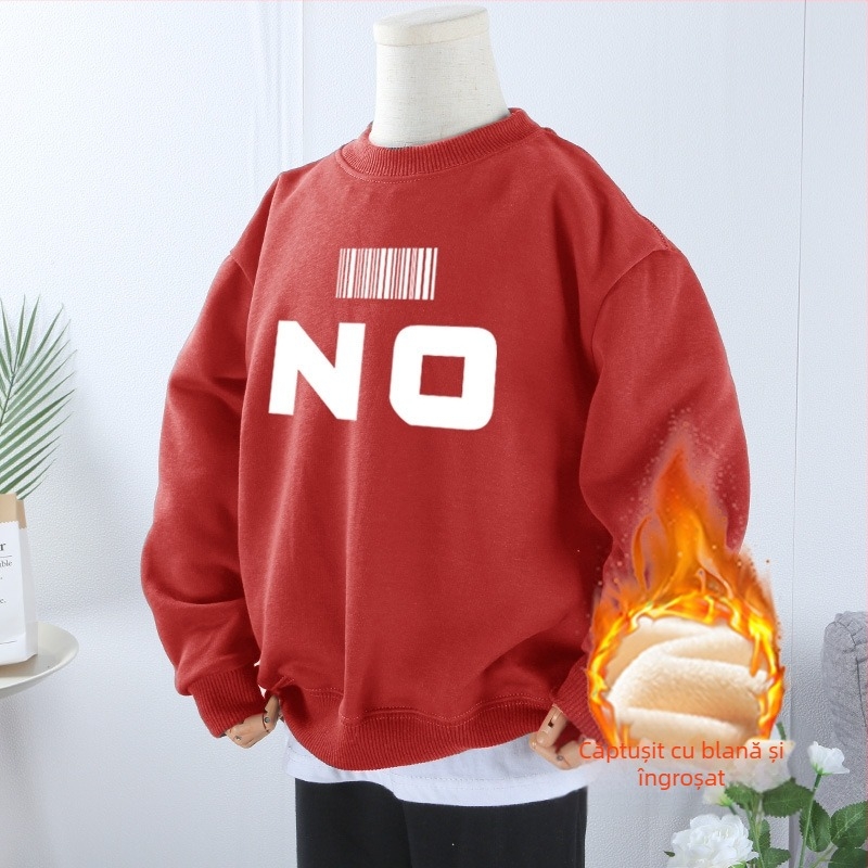 Hanorac din bumbac pur, gros, din catifea îngroșată, pentru băieți și fete, universal 2024, toamnă și iarnă, stil leneș nou