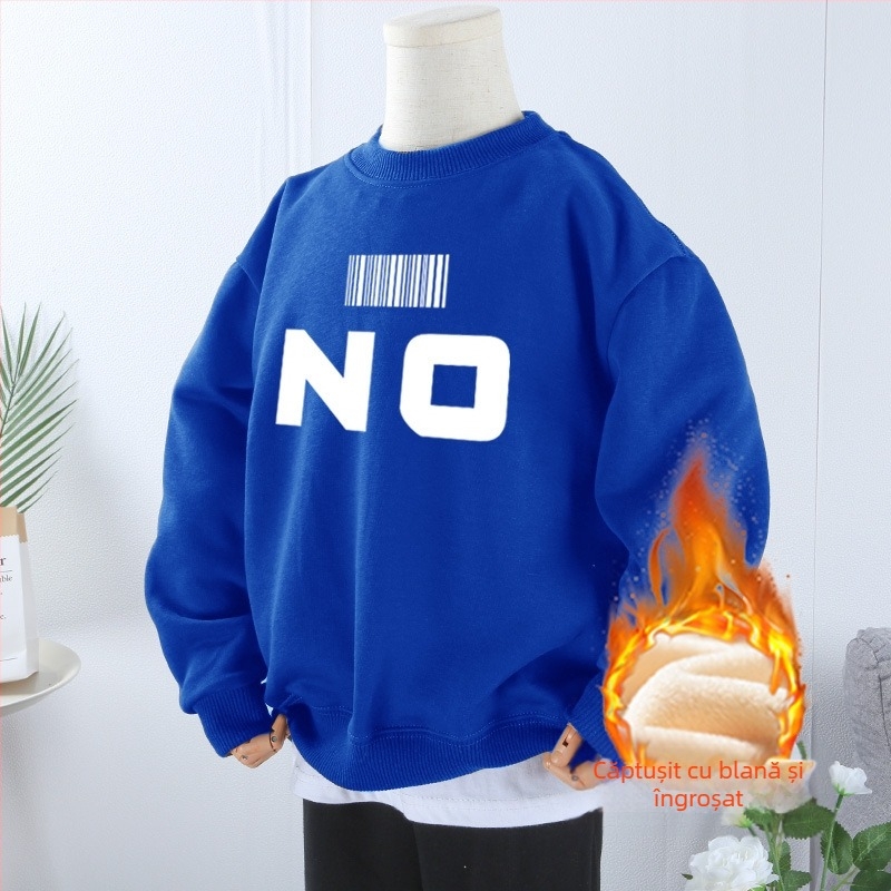 Hanorac din bumbac pur, gros, din catifea îngroșată, pentru băieți și fete, universal 2024, toamnă și iarnă, stil leneș nou