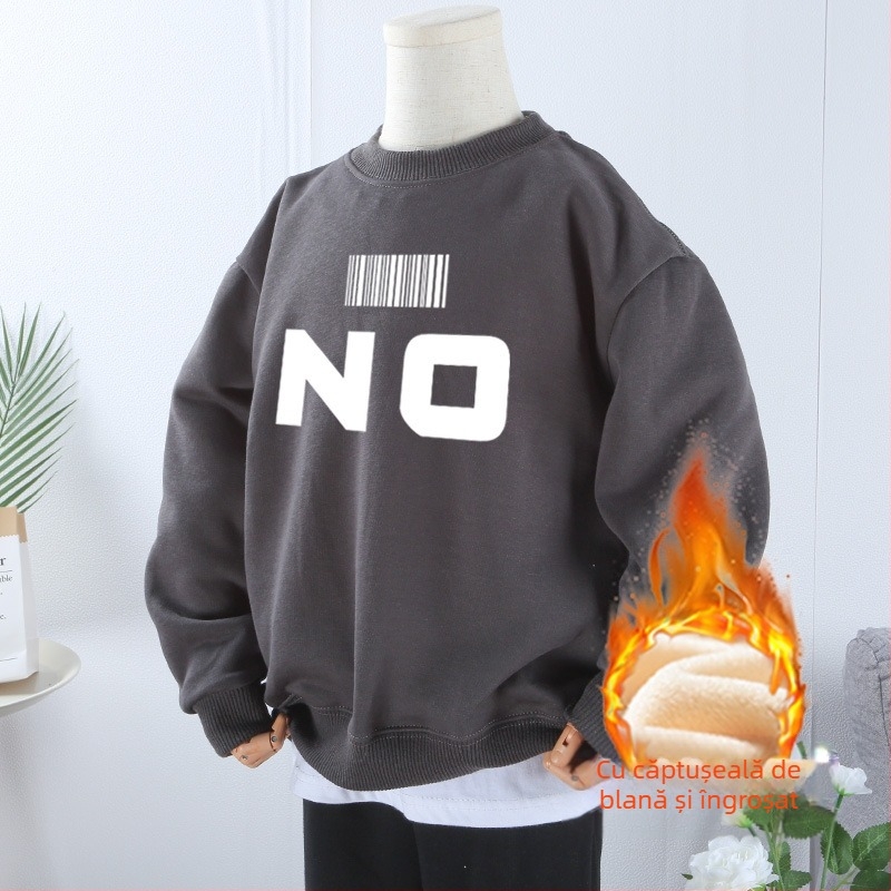 Hanorac din bumbac pur, gros, din catifea îngroșată, pentru băieți și fete, universal 2024, toamnă și iarnă, stil leneș nou