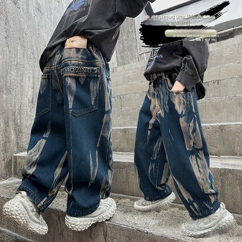 Blugi pentru băieți, primăvară și toamnă 2025, pantaloni drepți și eleganți noi pentru băieți, primăvară și toamnă, pantaloni lungi lejeri pentru copii, la modă