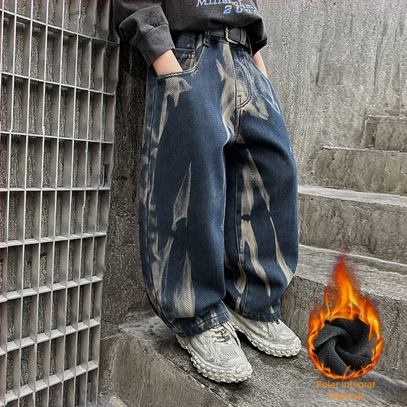 Blugi pentru băieți, primăvară și toamnă 2025, pantaloni drepți și eleganți noi pentru băieți, primăvară și toamnă, pantaloni lungi lejeri pentru copii, la modă