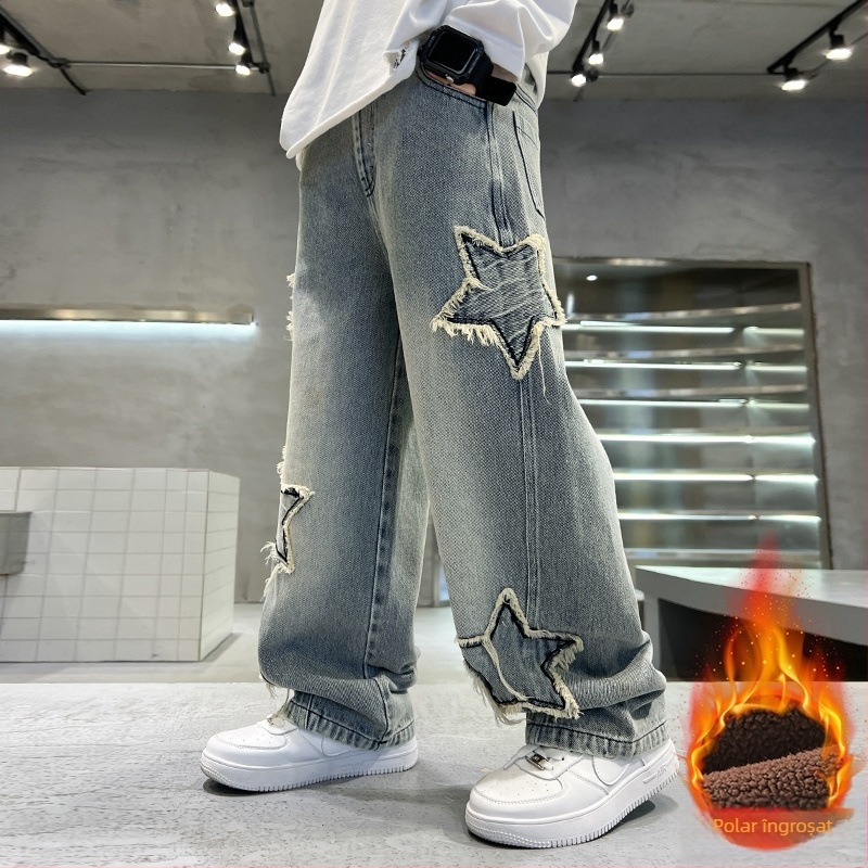 Blugi pentru băieți, primăvară și toamnă 2025, pantaloni drepți și eleganți noi pentru băieți, primăvară și toamnă, pantaloni lungi lejeri pentru copii, la modă