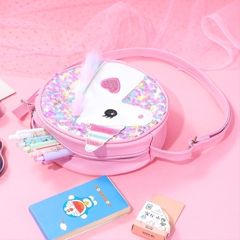 Nou studentă fată desen animat umăr geantă cu paiete unicorn crossbody bag sclipici curcubeu sclipici talie geantă pentru copii