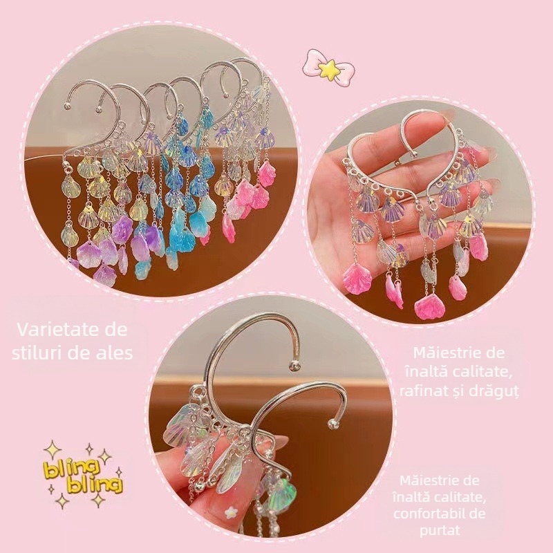 Preț 10 USD Sirenă Prieten Ureche Cârlig Copii Perlă Shell Accesorii de Păr Fete Ciucure Frunte Lanț Super Zână Fete Pălării