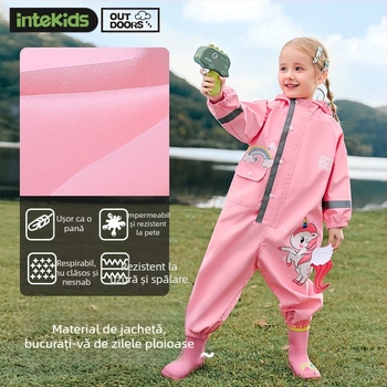 Copii impermeabil dintr-o singură bucată băiat bebeluș poncho feminin grădiniță dinozaur ploaie pantaloni set complet corp impermeabil pelerina de ploaie lot
