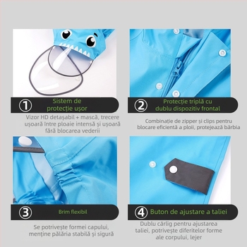 Copii impermeabil dintr-o singură bucată băiat bebeluș poncho feminin grădiniță dinozaur ploaie pantaloni set complet corp impermeabil pelerina de ploaie lot