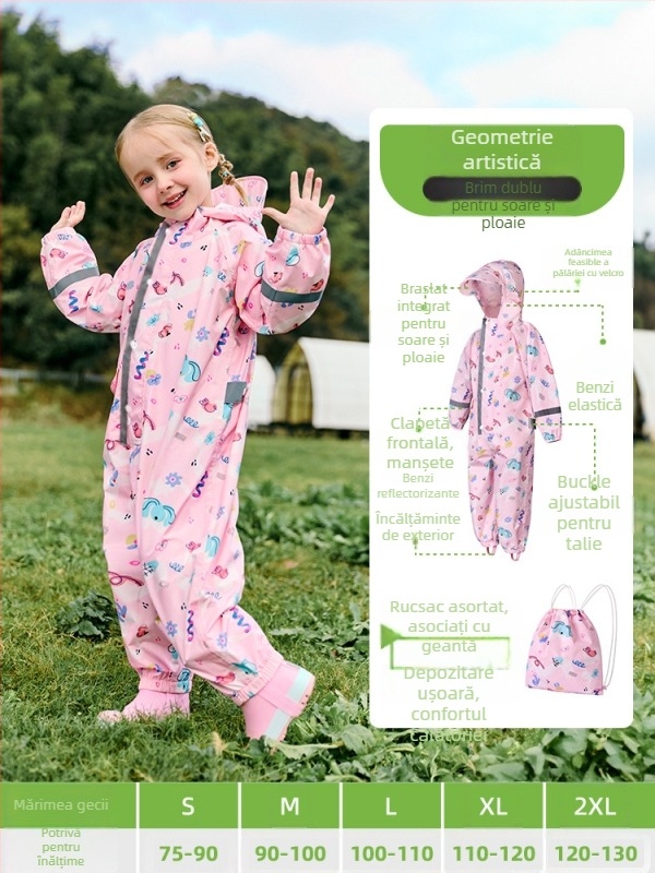 Copii impermeabil dintr-o singură bucată băiat bebeluș poncho feminin grădiniță dinozaur ploaie pantaloni set complet corp impermeabil pelerina de ploaie lot