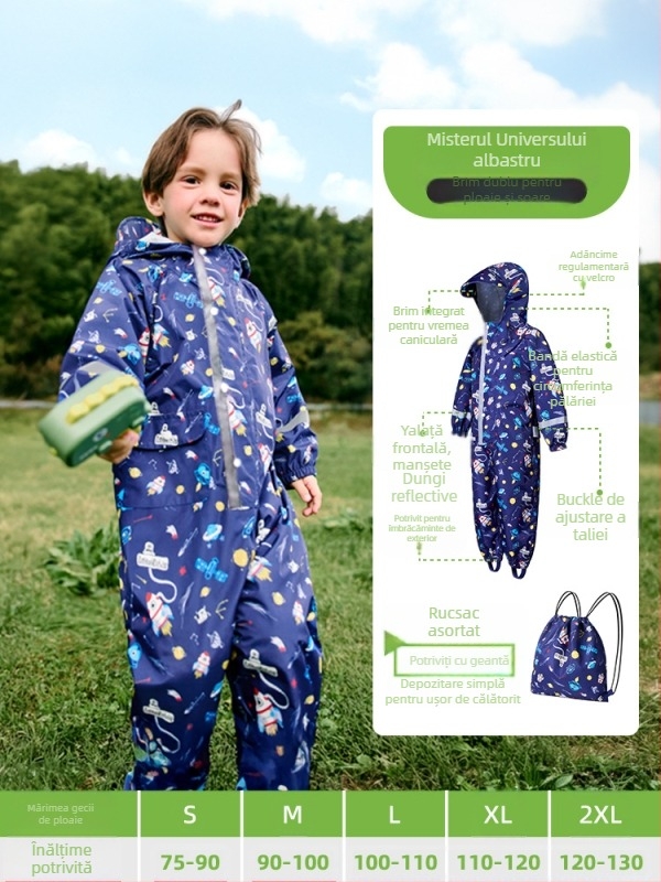 Copii impermeabil dintr-o singură bucată băiat bebeluș poncho feminin grădiniță dinozaur ploaie pantaloni set complet corp impermeabil pelerina de ploaie lot