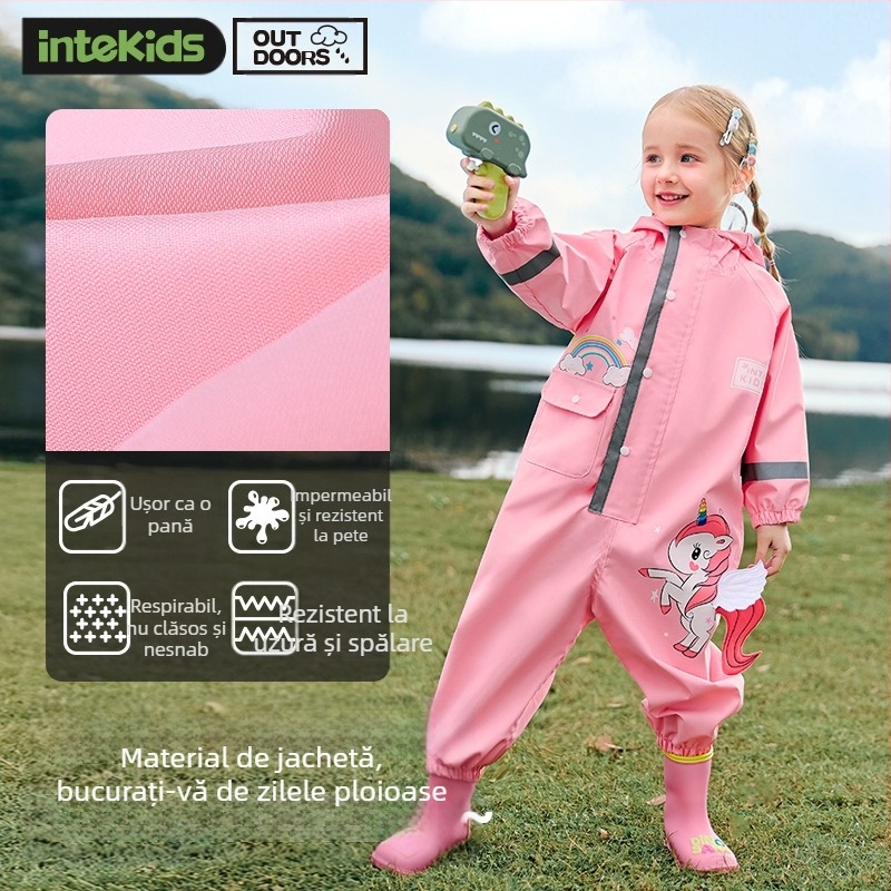 Copii impermeabil dintr-o singură bucată băiat bebeluș poncho feminin grădiniță dinozaur ploaie pantaloni set complet corp impermeabil pelerina de ploaie lot