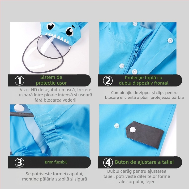 Copii impermeabil dintr-o singură bucată băiat bebeluș poncho feminin grădiniță dinozaur ploaie pantaloni set complet corp impermeabil pelerina de ploaie lot