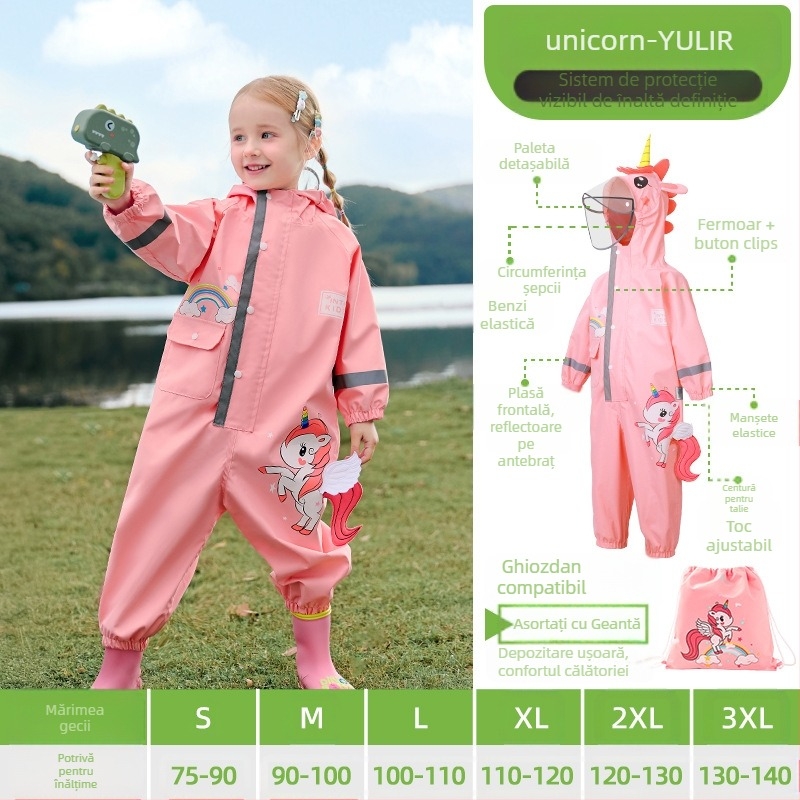 Copii impermeabil dintr-o singură bucată băiat bebeluș poncho feminin grădiniță dinozaur ploaie pantaloni set complet corp impermeabil pelerina de ploaie lot