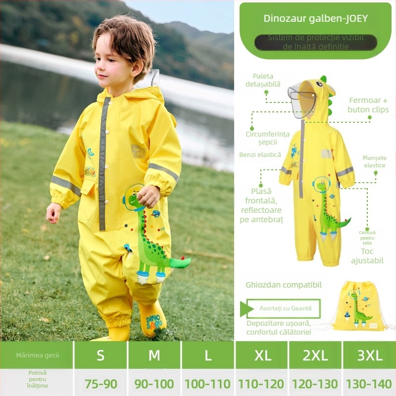 Copii impermeabil dintr-o singură bucată băiat bebeluș poncho feminin grădiniță dinozaur ploaie pantaloni set complet corp impermeabil pelerina de ploaie lot