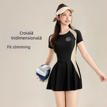 Fustă decupată costum de baie pentru femei la modă conservatoare Boxer fustă de baie pentru studenți Slim-fit slăbire costum de baie de primăvară termală