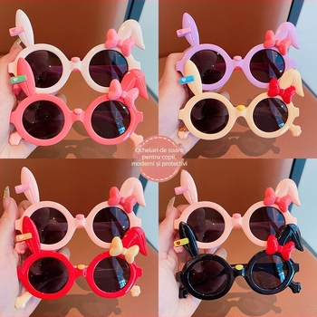 25 de ochelari de soare pentru copii cu iepurași noi, desene animate, drăguț, cu fundă, ochelari de soare cu urechi lungi, ochelari transfrontalieri