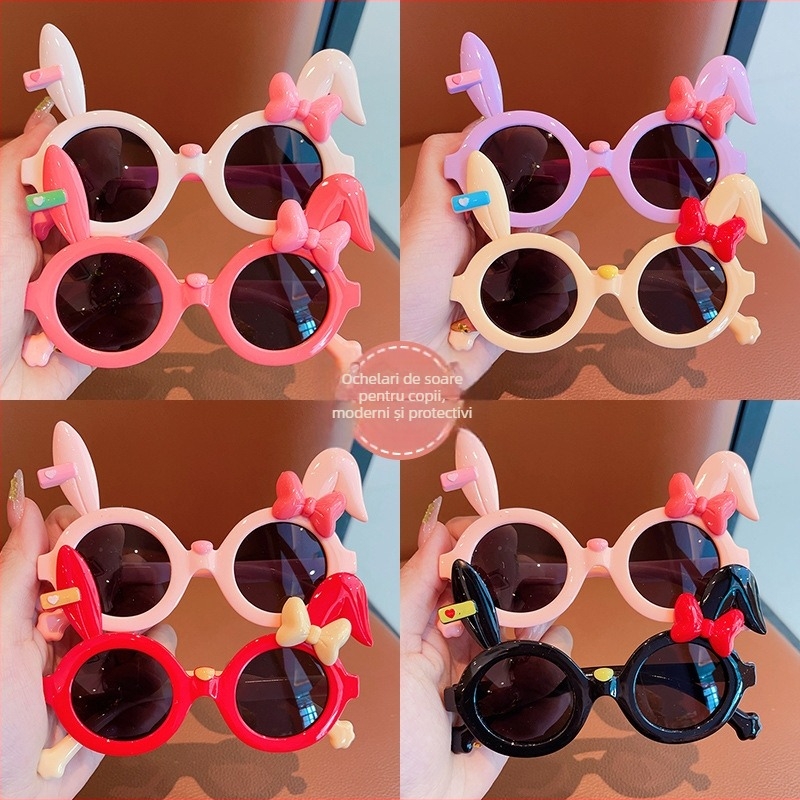 25 de ochelari de soare pentru copii cu iepurași noi, desene animate, drăguț, cu fundă, ochelari de soare cu urechi lungi, ochelari transfrontalieri