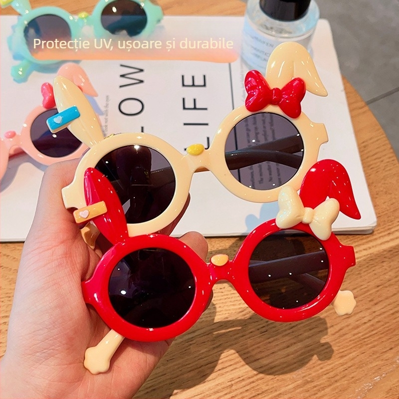 25 de ochelari de soare pentru copii cu iepurași noi, desene animate, drăguț, cu fundă, ochelari de soare cu urechi lungi, ochelari transfrontalieri