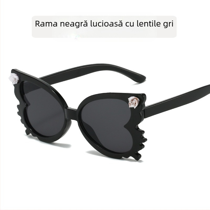 Ochelari de soare drăguți cu flori pentru copii, ochelari de soare decorativi în formă de fluture la modă pentru copii, culoare bomboane, la modă pentru copii