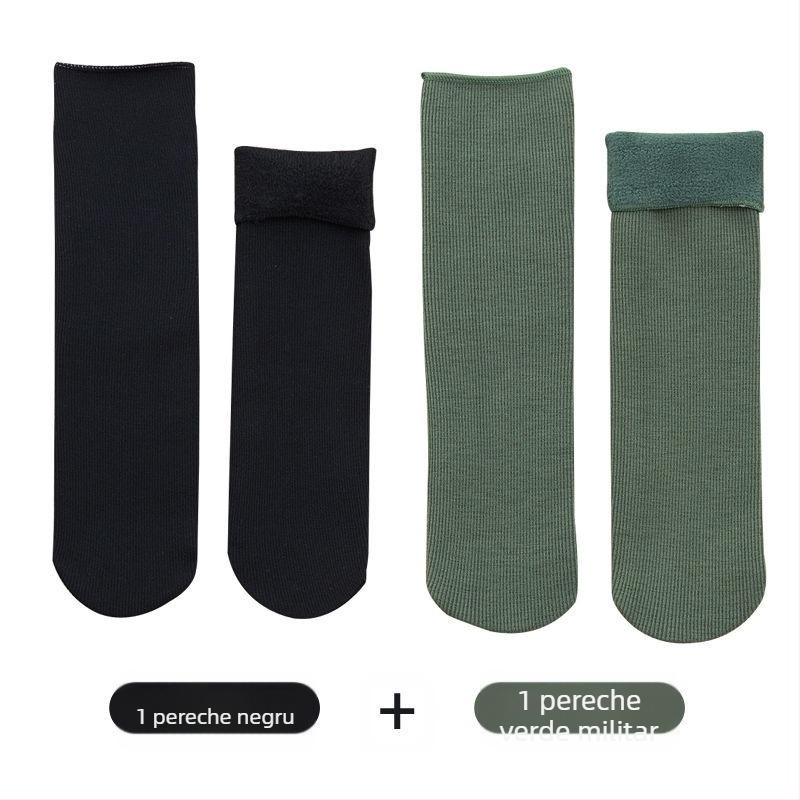 Șosete de zăpadă pentru femei, șosete groase din lână, căptușite cu fleece, până la jumătatea gambei, calde, Terry, toamna și iarna, șosete de podea de culoare uni, pentru somn