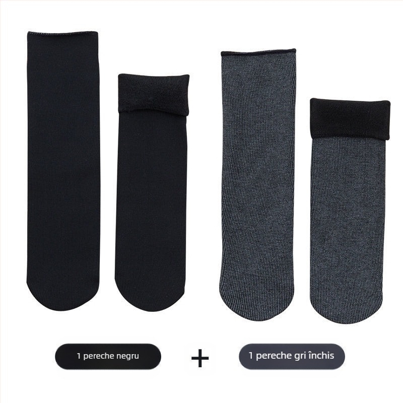 Șosete de zăpadă pentru femei, șosete groase din lână, căptușite cu fleece, până la jumătatea gambei, calde, Terry, toamna și iarna, șosete de podea de culoare uni, pentru somn