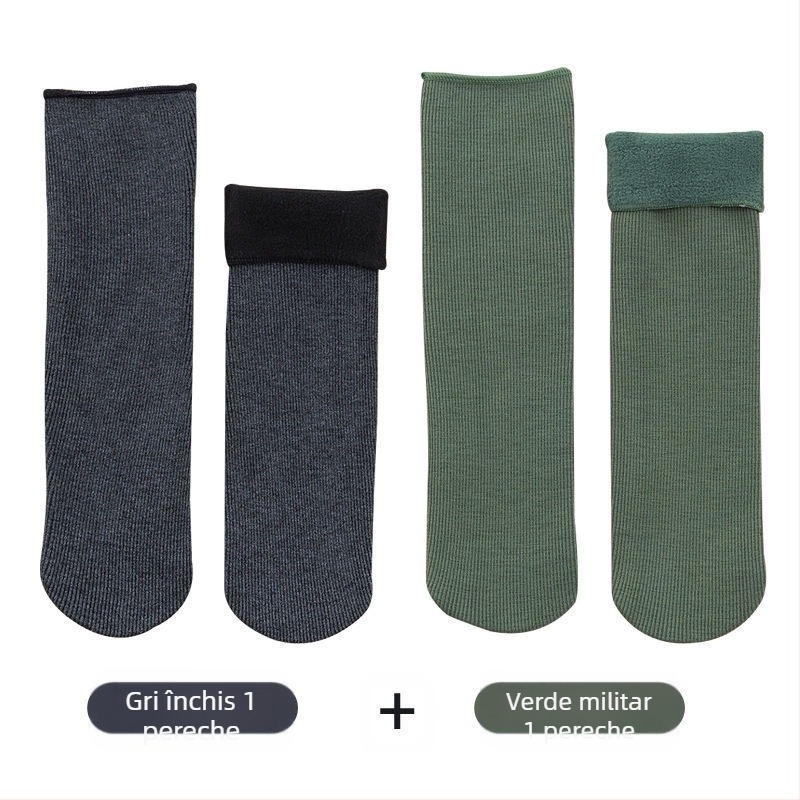 Șosete de zăpadă pentru femei, șosete groase din lână, căptușite cu fleece, până la jumătatea gambei, calde, Terry, toamna și iarna, șosete de podea de culoare uni, pentru somn