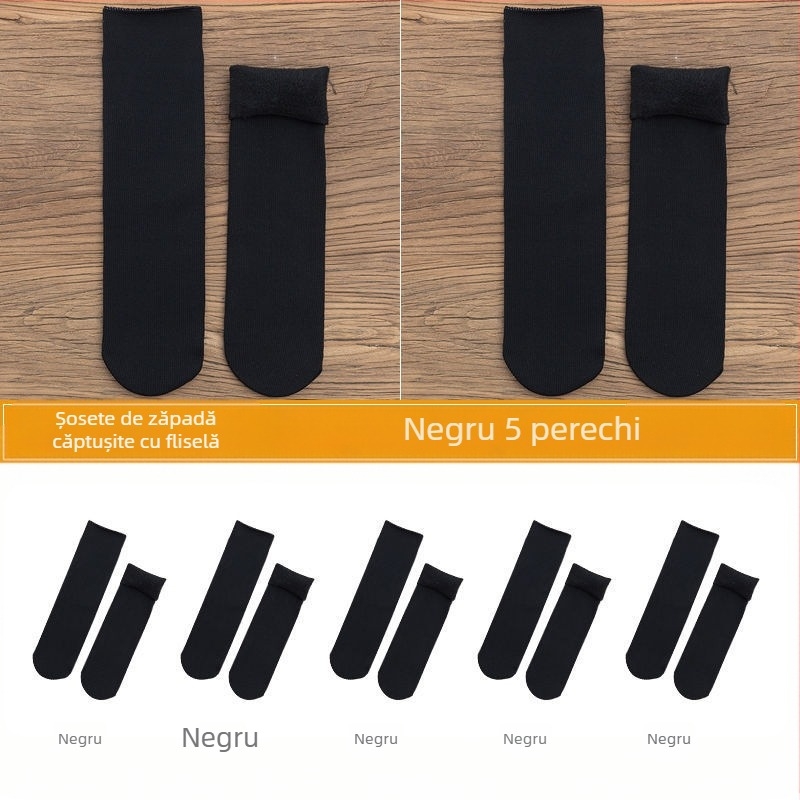 Șosete de zăpadă pentru femei, șosete groase din lână, căptușite cu fleece, până la jumătatea gambei, calde, Terry, toamna și iarna, șosete de podea de culoare uni, pentru somn