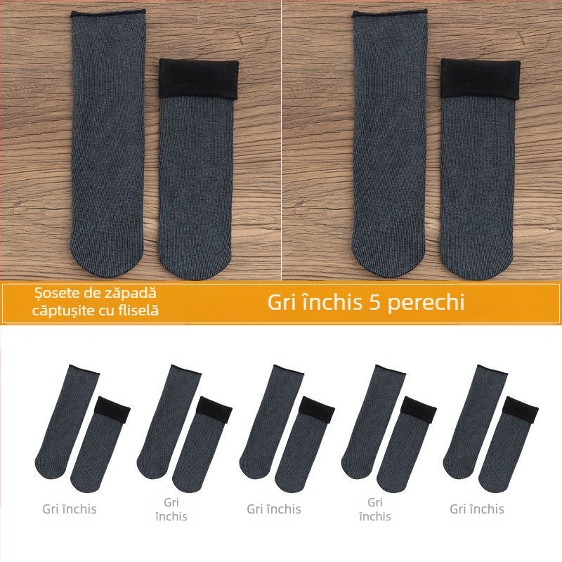 Șosete de zăpadă pentru femei, șosete groase din lână, căptușite cu fleece, până la jumătatea gambei, calde, Terry, toamna și iarna, șosete de podea de culoare uni, pentru somn