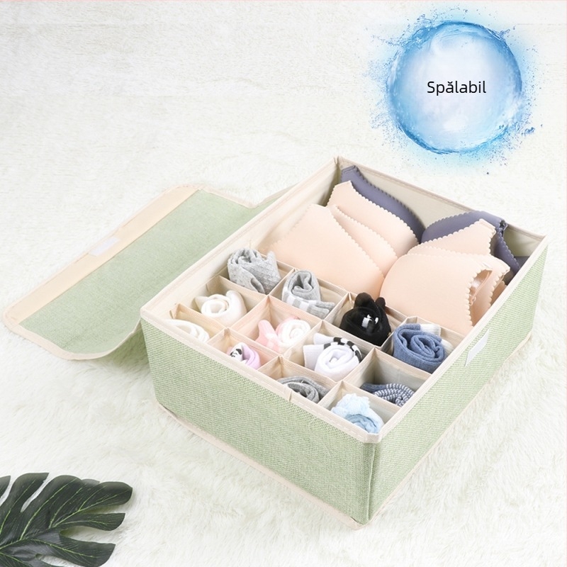 Cutie nouă de depozitare a lenjeriei intime din bumbac și in, pliabilă, cu grilă multiplă, pentru organizarea sutienelor, acoperită cu lenjerie intimă, cutie de praf pentru șosete