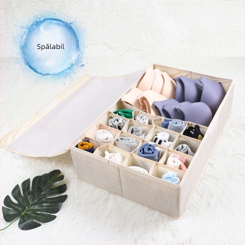 Cutie nouă de depozitare a lenjeriei intime din bumbac și in, pliabilă, cu grilă multiplă, pentru organizarea sutienelor, acoperită cu lenjerie intimă, cutie de praf pentru șosete