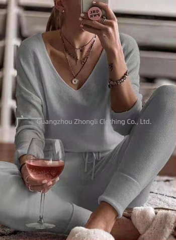 Stație independentă de comerț exterior transfrontalier 2020 toamna și iarna nouă pijamale slim stretch în 4 culori, haine de casă, costum din două piese acum