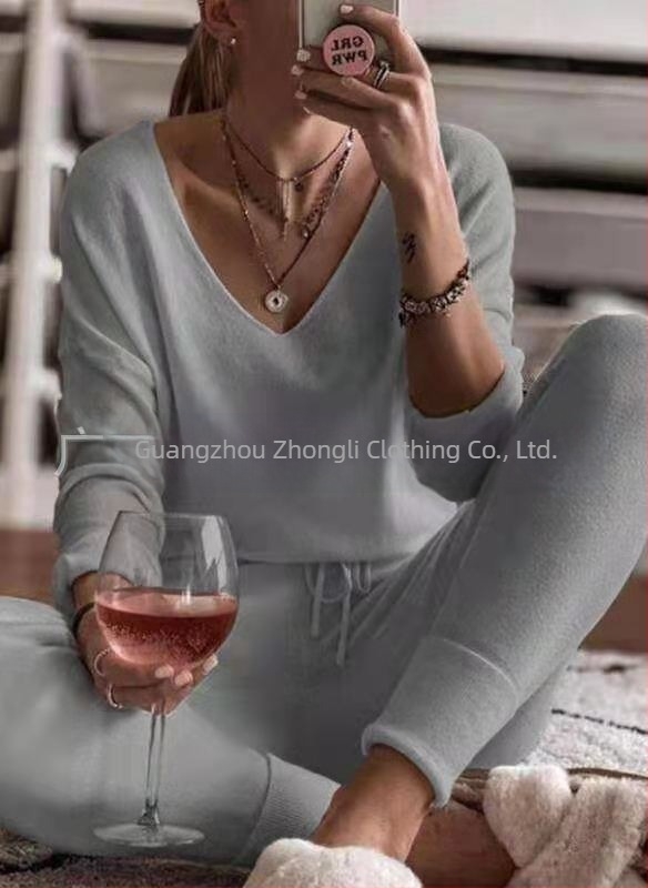 Stație independentă de comerț exterior transfrontalier 2020 toamna și iarna nouă pijamale slim stretch în 4 culori, haine de casă, costum din două piese acum