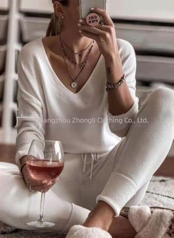 Stație independentă de comerț exterior transfrontalier 2020 toamna și iarna nouă pijamale slim stretch în 4 culori, haine de casă, costum din două piese acum