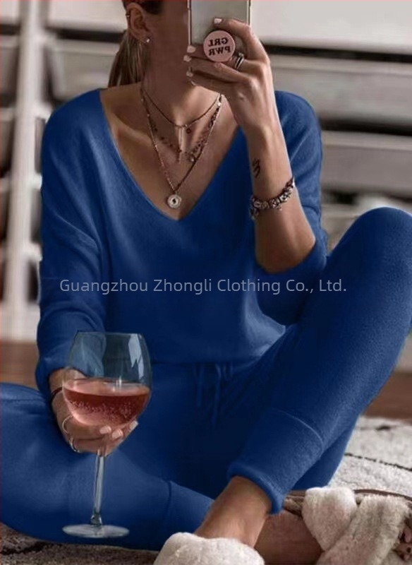 Stație independentă de comerț exterior transfrontalier 2020 toamna și iarna nouă pijamale slim stretch în 4 culori, haine de casă, costum din două piese acum