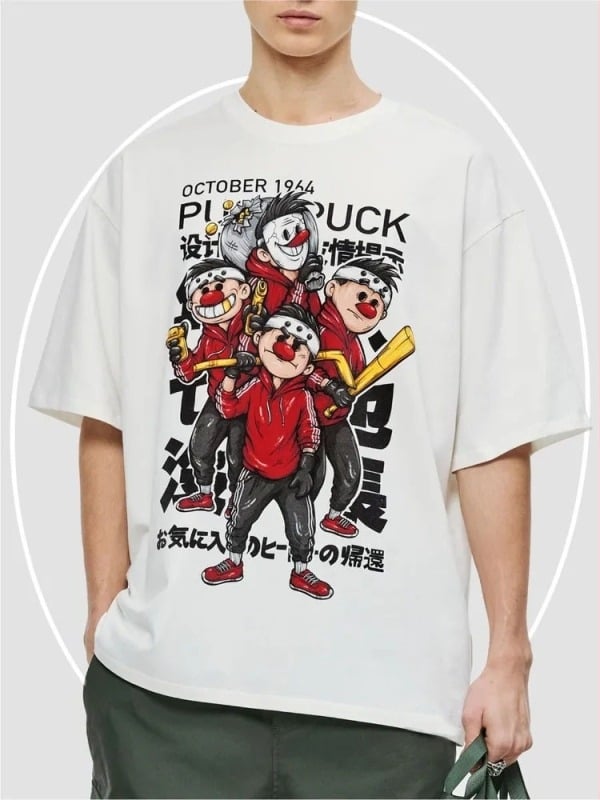 Tricou cu mânecă scurtă, bumbac pur, stil hip-hop, nou, distractiv, cu ursuleț de pluș, stil european, stil la modă, 200g