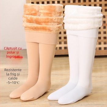 Colanți de dans pentru fete, pentru primăvară, toamnă și iarnă, căptușiți cu fleece și îngroșați, colanți albi specifici baletului, dresuri subțiri din fleece pentru copii