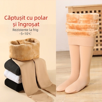 Colanți de dans pentru fete, pentru primăvară, toamnă și iarnă, căptușiți cu fleece și îngroșați, colanți albi specifici baletului, dresuri subțiri din fleece pentru copii