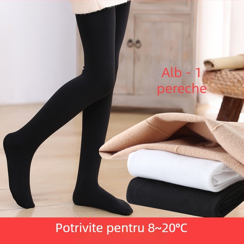 Colanți de dans pentru fete, pentru primăvară, toamnă și iarnă, căptușiți cu fleece și îngroșați, colanți albi specifici baletului, dresuri subțiri din fleece pentru copii