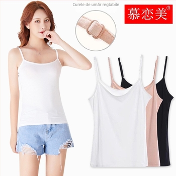 Vestă de vară cu curea de umăr reglabilă, din modal, pentru femei, stil coreean, slim fit, de dimensiuni mari, camisol, cu bază interioară, all-match